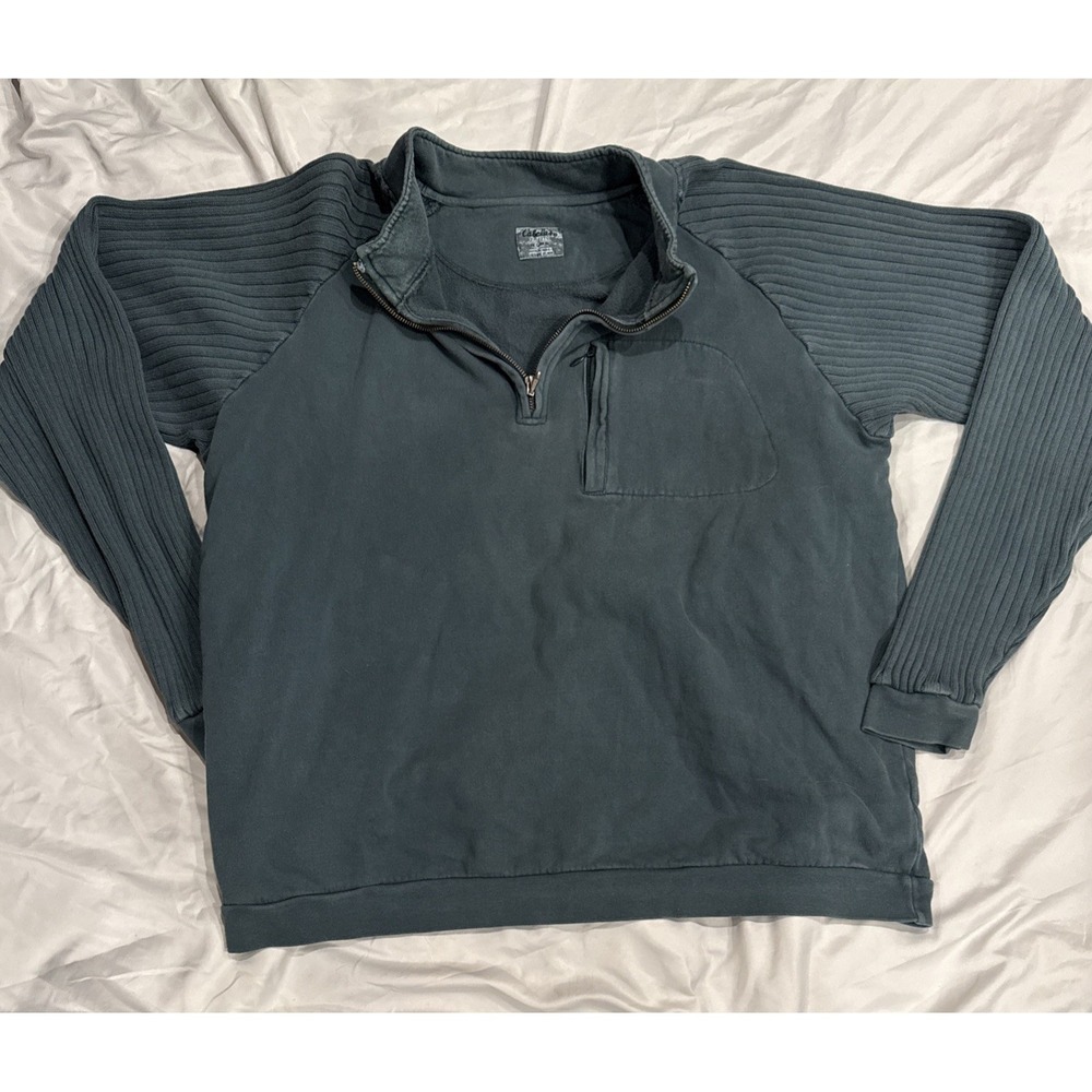 Vintage Cabelas 1/4‎ Zip Pullover  Men's 2x Green Cotton Knit